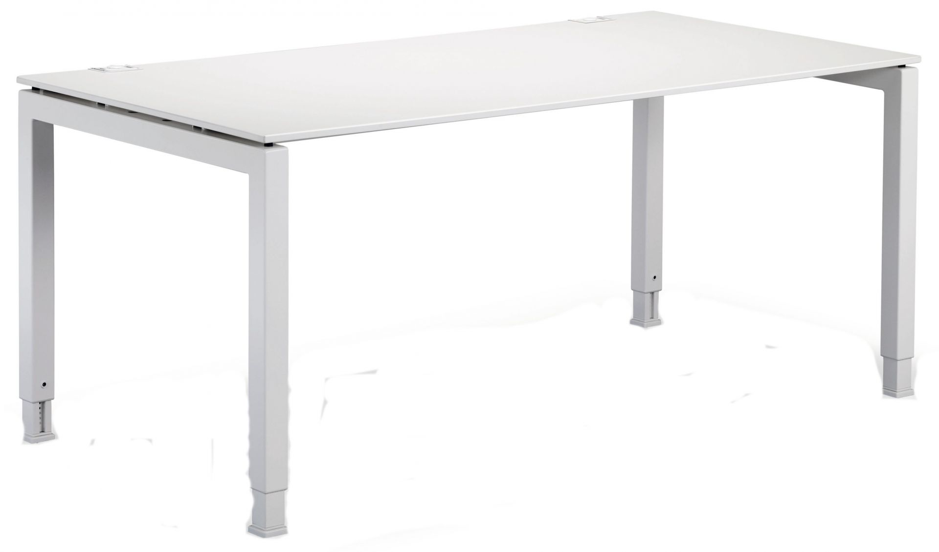 Weißer Basic 4 Schreibtisch von König+Neurath, höhenverstellbar, für ergonomisches Arbeiten im Büro oder Homeoffice.